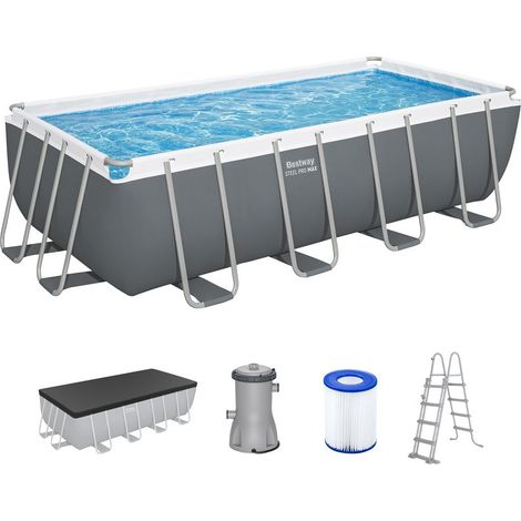 TrAdE Shop Traesio - Piscina Fuori Terra Rettangolare Steel Pro Max Con Struttura Pompa Filtro 488x244x122cm 56670 - (1/5)