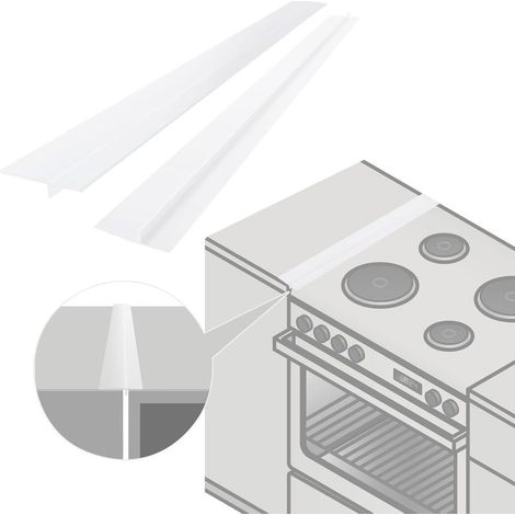 Paquet de 2 couvercles de joint de comptoir de cuisine en silicone, longueur de remplissage 53 cm, scellage entre la cuisinière et le four (Blanc) (1/5)