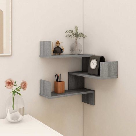Étagère d'angle murale Étagère de Rangement - Meuble de rangement Sonoma gris 40x40x50cm Bois d'ingénierie BV177811 - BonneVie (1/5)