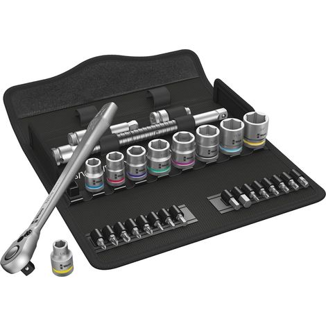 Set de llaves de vaso y puntas para atornillar 3/8" WERA 8100 SB 11 Zyklop Metal Imp 3/8" (29 piezas)