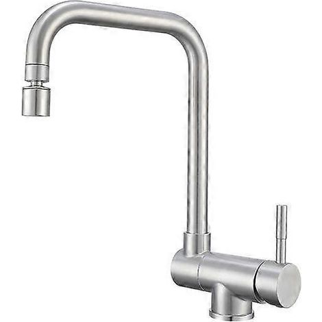 Robinet de cuisine pliable à 2 becs, robinet de cuisine sous fenêtre, robinet de cuisine pliable avec bec pivotant à 360 degrés, robinet d'évier pliable (1/4)