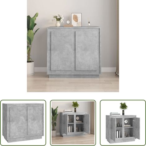 Betonfarbe - Sideboard Betongrau 80x34x75 cm Holzwerkstoff (1/5)
