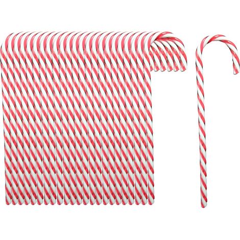 24 Stück (15 cm) Zuckerstangenanhänger, Christbaumschmuck, rot-weiße Zuckerstangendekorationen