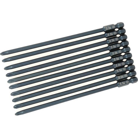 Jeu de 10 embouts de tournevis cruciformes PH2 en acier S2, tige hexagonale 1/4 pouce, outil de 150 mm (1/5)