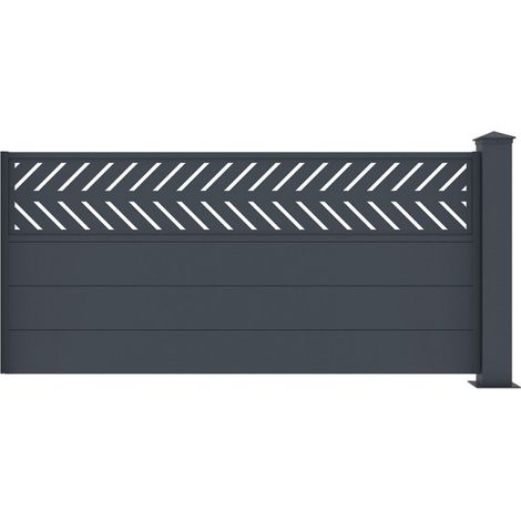 Clôture aluminium anthracite 190x89 cm X-Metal avec poteau (1/2)
