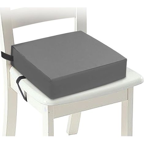 Rehausseur de chaise pour enfant, 10 cm, en tissu Oxford imperméable, avec boucle de sécurité, lavable, démontable, coussin d'assise carré avec dossier, pour la maison, les déplacements, gris (1/5)