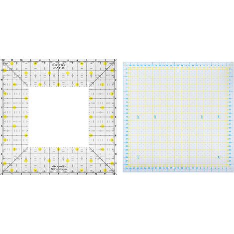 2 Carrés de Règle Patchwork Acrylique 15x15cm pour Couture DIY, Mesure de Tissu, Broderie, Fournitures de Couture (1/5)