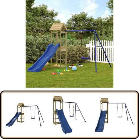 Spielturm Imprägniertes Kiefernholz - Holzspielplatz - Outdoor Spielgeräte - Gartenmöbel Kinder - Spielturm - Schaukelset