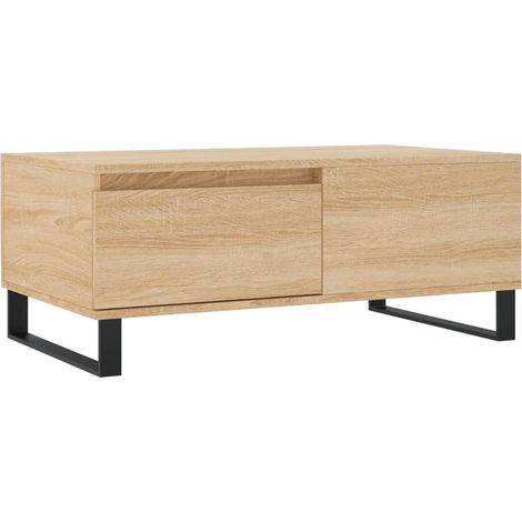 Mesa de centro con cajón, diseño rústico moderno, 90 x 50 x 36,5 cm, madera de ingeniería y metal color roble DEC039035