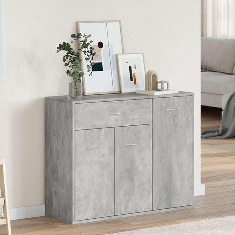 Buffet - Armoire de rangement Enfilade Gris béton 88x30x70 cm Aggloméré BV226746 - BonneVie (1/5)