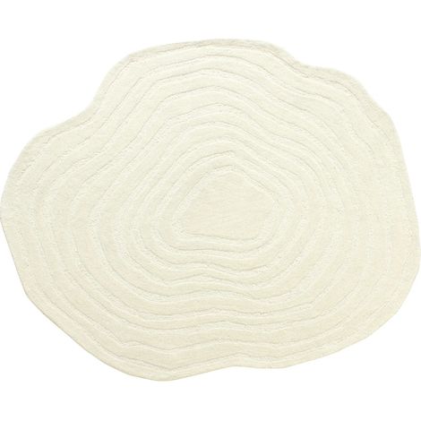 Tapis organique en relief 100% laine tufté main- D. 160 cm - Ivoire - 2100g/m² - ORENIA (1/4)