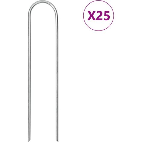 Bodenanker U-Form 25 Stk. 15x3,5 cm Verzinkter Stahl