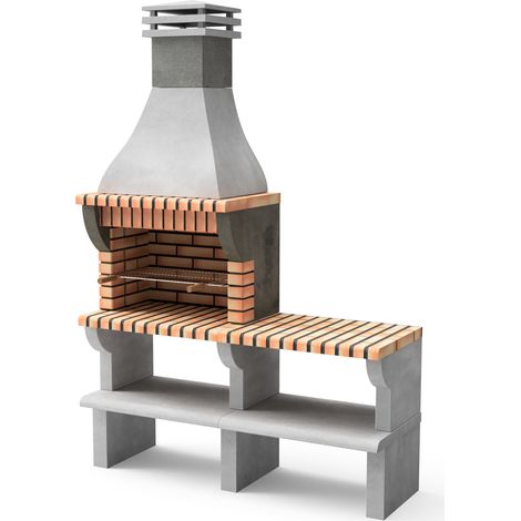 Barbecue en béton réfractaire Maipu XL – 165 x 58 x 245 cm – Support latéral – Grille de cuisson 69,5 x 35 cm – Tiroir à cendres – Movelar