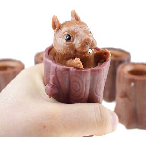 tasse Cureuil En Silicone, Jouet Cureuil 3 Pices, Tasse Cureuil Pour Enfants, Forme De Jouet Cureuil, Convient Aux Amis. (1/5)
