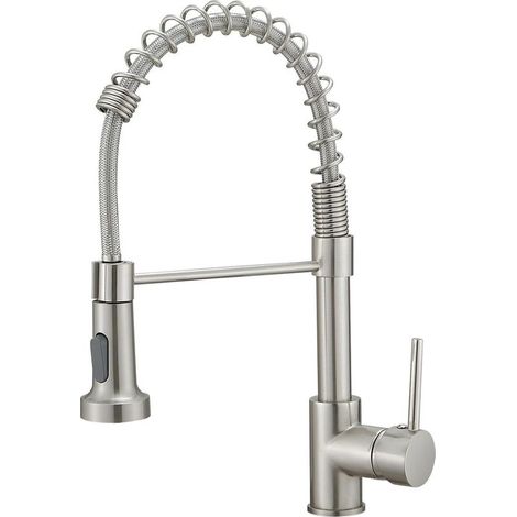 Valve Kitchen, Mixer faucet Kitchen With Hand shower Pivot to 360° sink to Arc High Sprayer Retractable 2 Modes, Stainless Steel (1/5)