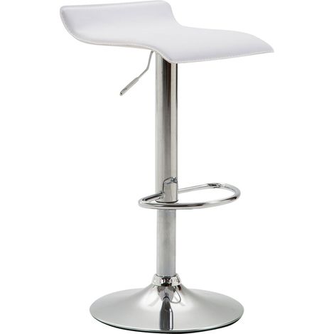 Sgabello da bar x1 design minimalista altezza regolabile poggiapiedi PVC bianco e metallo cromato 100005612