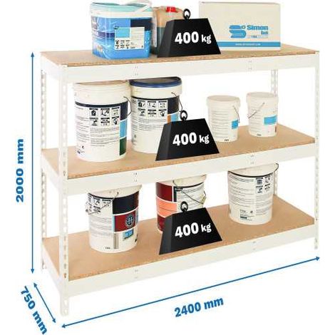 Estanteria 2000x2400x750 SIMONFORTE 2407/3 CHIPBOARD BLANCO/MADERA marca SIMONRACK (1/2)