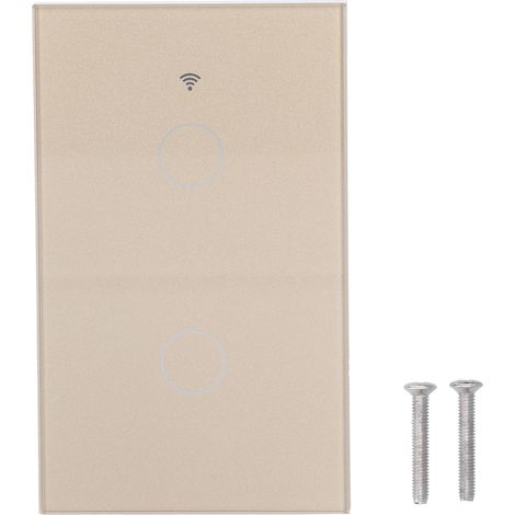 For Zigbee Tuya Remote Light Switch Voice Control 2‑Gang US Wall Touch Switch AC 100‑240VGold