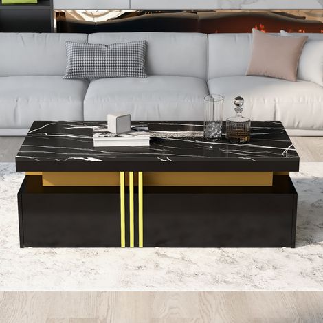 Mueble TV salón con mesa efecto mármol negro moderno OKMYHOME (1/5)