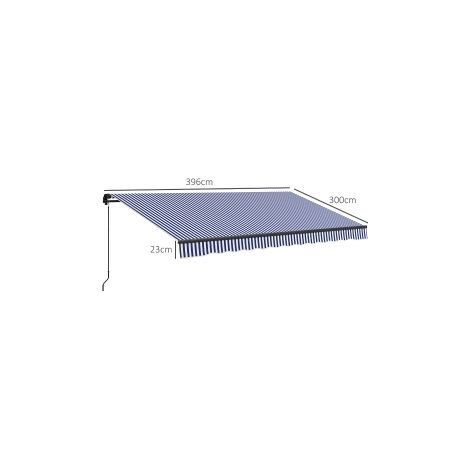 Toldo retráctil manual para terraza 4x3 m azul OKMYHOME (1/2)