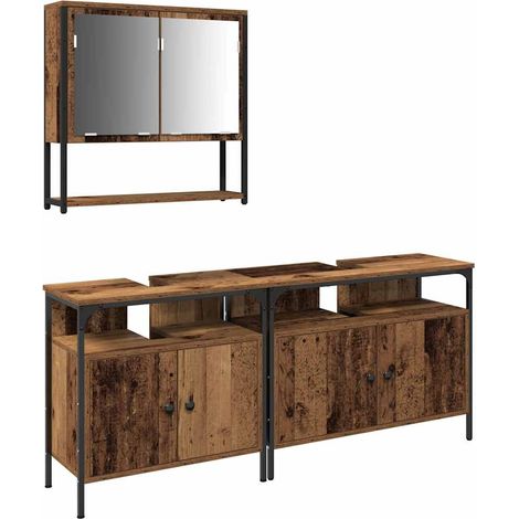 Maison Exclusive - Badezimmermöbel-Set mit Regal mit Tür 3 pcs Br