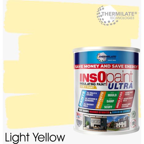 InsOpaint ULTRA - 9 IN1 Interior & Exterior Paint- Insulating & Energy Saving Interior Walls & Ceilings - Light Yellow - 1L