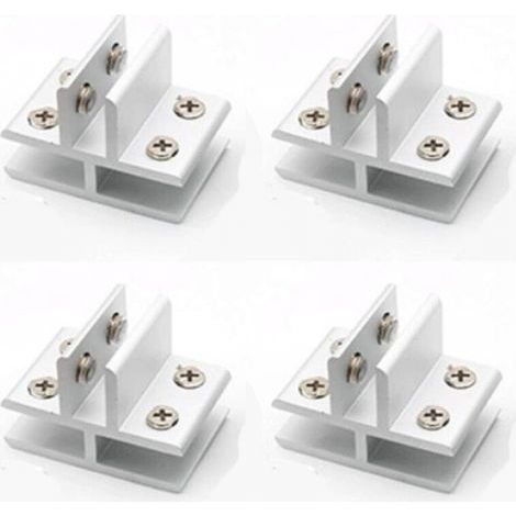 Set di 4 morsetti per vetro a forma di T con supporto per vetro per il fissaggio a 3 pannelli laterali, doccia, tavoli, pannelli, 10-12 mm (1/5)