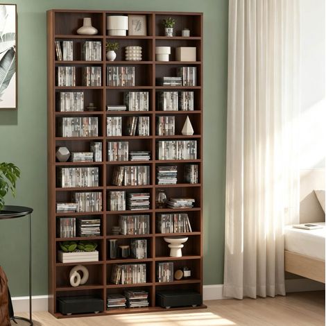 Libreria moderna da terra in MDF marrone 102 x 23,5 x 195 cm con 36 scomparti regolabili (1/5)