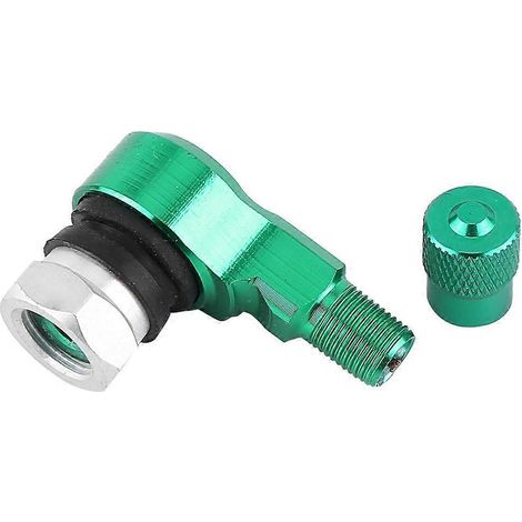 2 Stück 11,3 mm Universal-Motorrad-Aluminium-Rad-Reifenventilkappen 90 Grad Grün