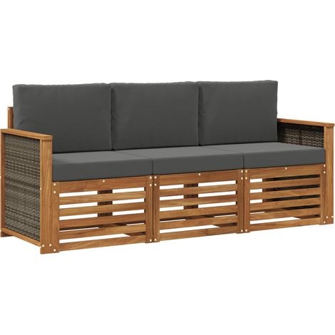 Sofa Sets with Cushion 3 pcs Solid Acacia Wood vidaXL (1/5)