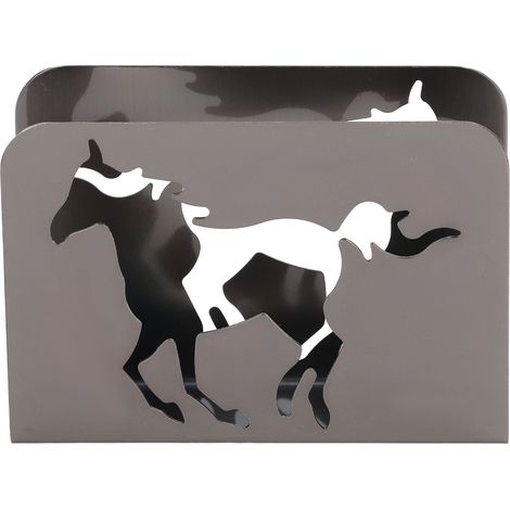 Porte-serviettes cheval fer forgé, porte-serviettes vertical courbé élégant, multifonction métal décor table argent noir (1/5)