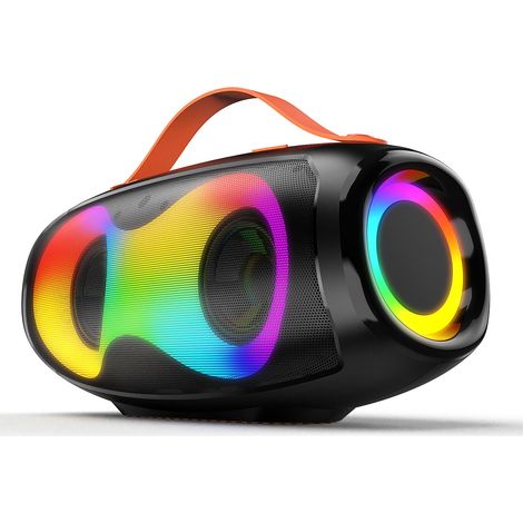 Enceinte Bluetooth sans Fil Portable avec lumière LED, stéréo True Wireless stéréo, AUX, Emplacement pour Carte Micro SD/TF, Lecture USB, lumière LED, égaliseur pour fêtes en Plein air (1/5)