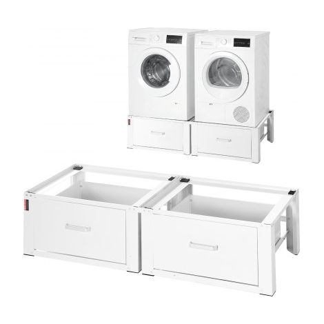 Soporte para Lavadora Alto de 310 mm, Base de Lavadora de Acero Resistente, Capacidad de Carga de 150 kg, Pedestal Universal para Secadora con Cajón, Patas Antideslizantes, 2 Piezas, Blanco (1/5)