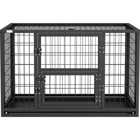 Cage pour chien d'intérieur 94x60x64 cm en acier noir, facile à monter pour salon FloraGrace (1/5)