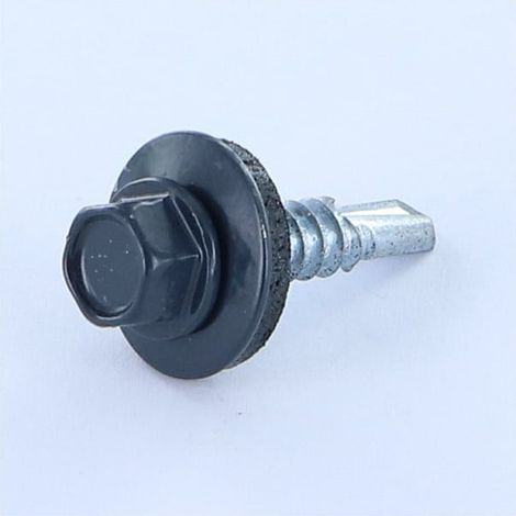 Vis autoperceuse Tête hexagonale TH 5.5X25 Rondelle d"étanchéite avec joint néoprene EPDM Acier zingué RAL5008-10 pièces