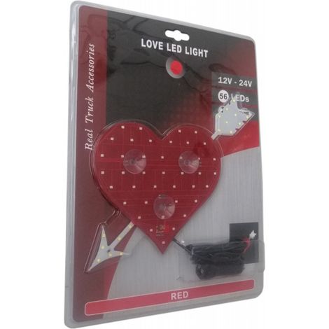 LED-leuchtendes Herz + weißer Pfeil in Rot-Weiß 12V - 24V 54 LEDs