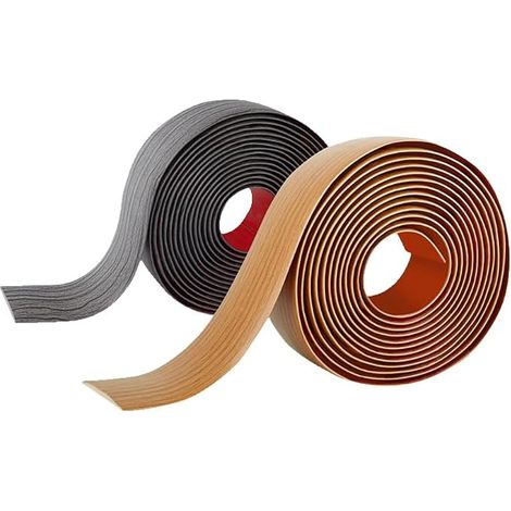 Barre de Seuil Auto-Adhésive PVC 1m x 4cm, Profilé de Transition de Sol Grain de Bois Gris Foncé, Bande de Transition Plate pour Parquet, Carrelage et Stratifié, Baguette de Finition Sol (1/2)