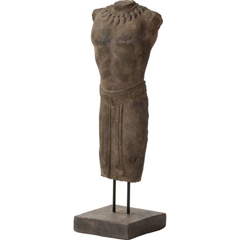 Torse d'homme en pierre brune 20 x 20 x 70 cm