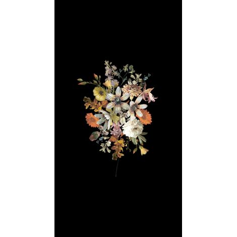 papier peint panoramique nature morte de fleurs multicolore sur noir - ESTAhome (1/5)