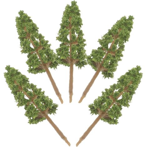5 Pièces Arbre Miniature de Table Vert Base, Réalisme Plastique (1/5)