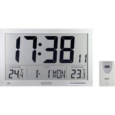 Eurochron EFWU Jumbo 102 Radiocontrollato Orologio da parete 37 cm x 23 cm x 3 cm Argento (1/5)