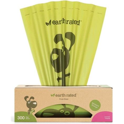 Earth Rated Bolsas para heces de perro, para mascotas a prueba de fugas y extragruesas, perfectas para jardines, Un gran rollo único "Grab and Go", aroma a lavanda, 300 unidades (1/2)