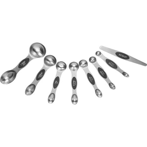 Doppelköpfige magnetische Messlöffel mit schwarzen Griffen zum Backen und Würzen (1/5)