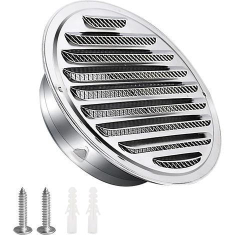 1 - Grille d'aération - Acier inoxydable - Protection intempéries et insectes - Montage mural avec vis - Intérieur et extérieur - Argent - 14x5,3cm (1/5)