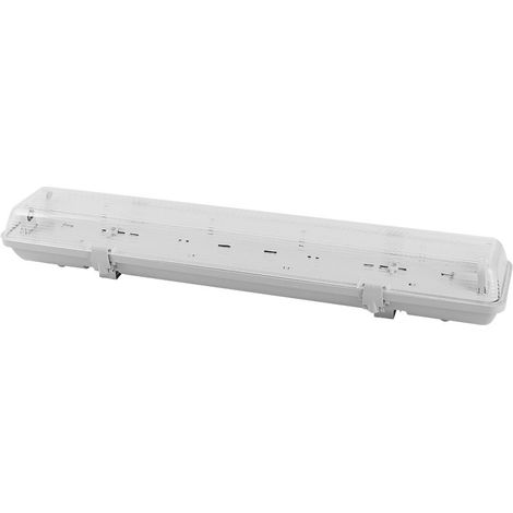 Écran étanche Basik LED 2xT8 60 cm IP65, gris avec réflecteur blanc, 9,5 x 66 x 12,3 cm