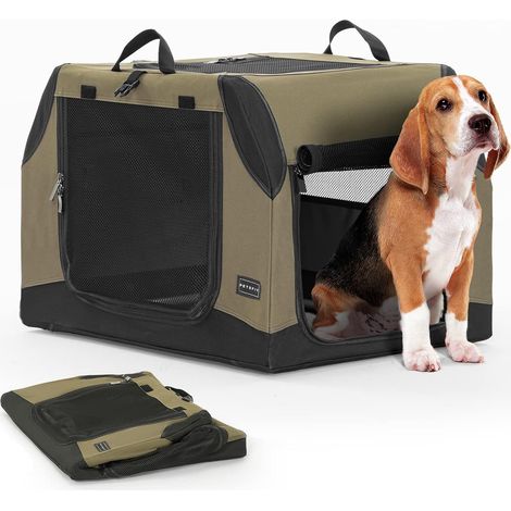 Folding Dog Crate, Car Carrier, Carry Bag, Basket, Size M, Army Green (1/5)
