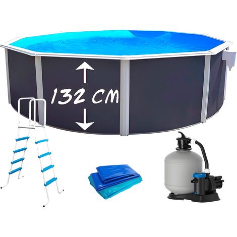 Kit piscine hors-sol acier Toi ANTHRACITE PRESTIGIO ronde Ø350x132cm liner 0.60mm (1/5)