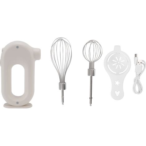 Mixeur à Main Électrique 3 Vitesses, Design Anti-Dérapant, Mousseur à Lait Sécuritaire 5V 20W Blanc (1/5)