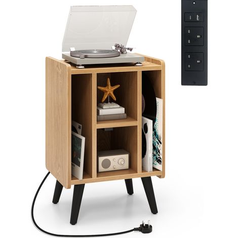 COSTWAY Record Player Stand Vinyl Record Storage Turntable Stand-Natural
