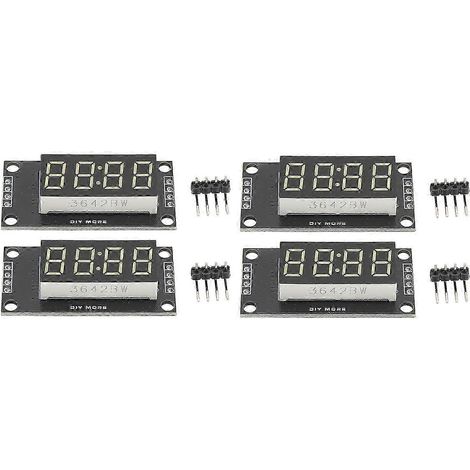 Module d'affichage numérique LED 4 chiffres 7 segments 0.36in blanc, kit de 4 avec puce TM1637 MRA110F, écran à tube digital pour projets électroniques (1/5)